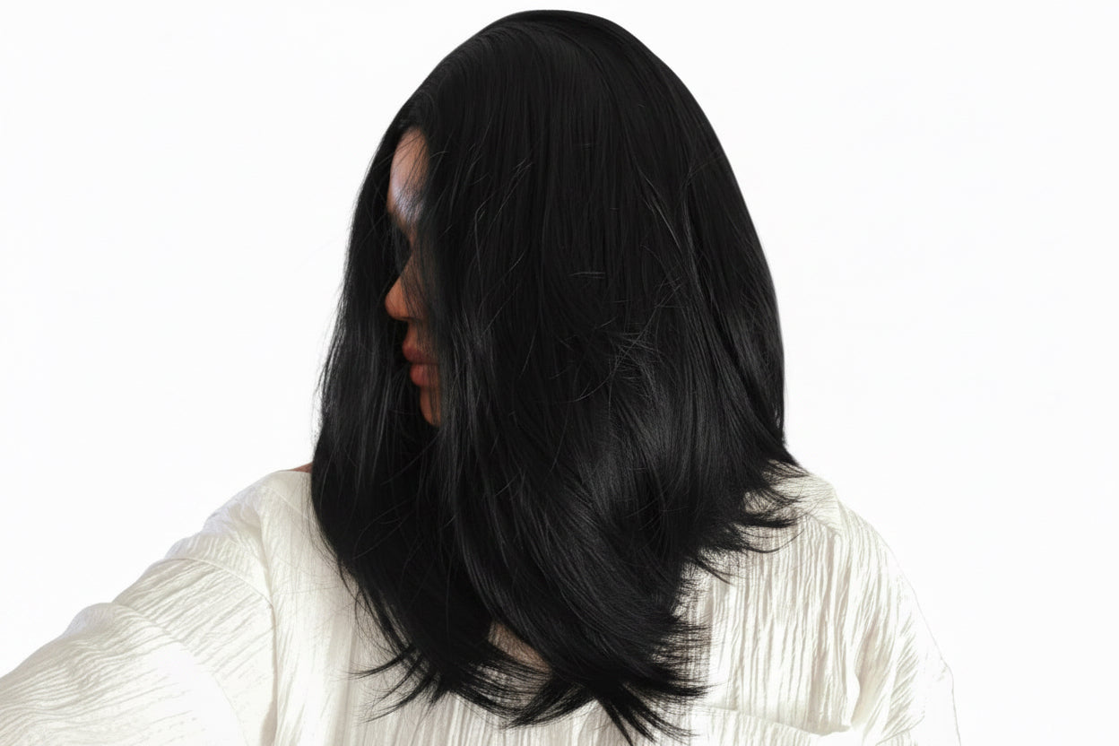16 ins 13*4 Lace Black Synthetic wig Heat Resistant Daily Style