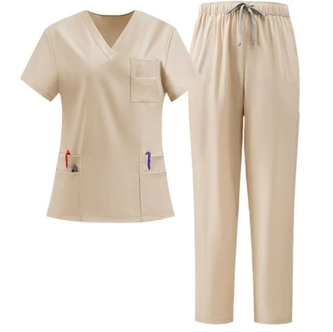 DOCTORS NURSES V-NECK SHORT-SLEEVED ELASTIC WAIST QUICK-DRY WORK UNIFORM