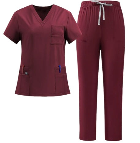 DOCTORS NURSES V-NECK SHORT-SLEEVED ELASTIC WAIST QUICK-DRY WORK UNIFORM