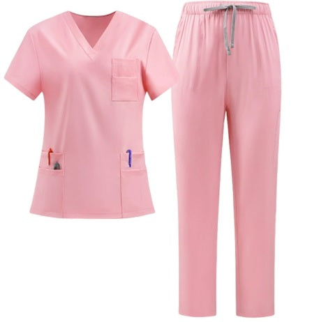 DOCTORS NURSES V-NECK SHORT-SLEEVED ELASTIC WAIST QUICK-DRY WORK UNIFORM