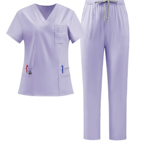 DOCTORS NURSES V-NECK SHORT-SLEEVED ELASTIC WAIST QUICK-DRY WORK UNIFORM