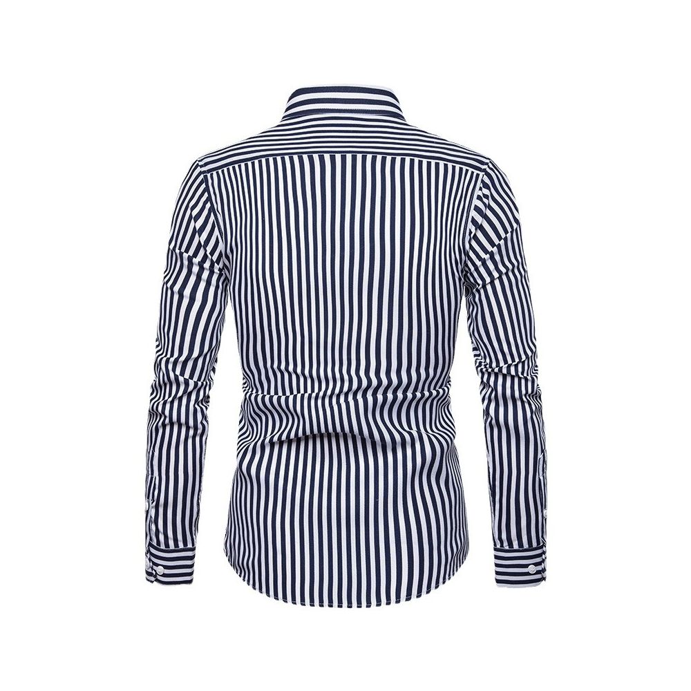 2025 Spring Autumn Men s Long Sleeve Shirt Trendy Handsome Slim Fit Korean Style Casual Striped Shirt for Young Men image 4