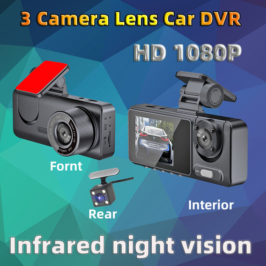 3 Camera Lens Car DVR HD 1080p Infered Nightvision