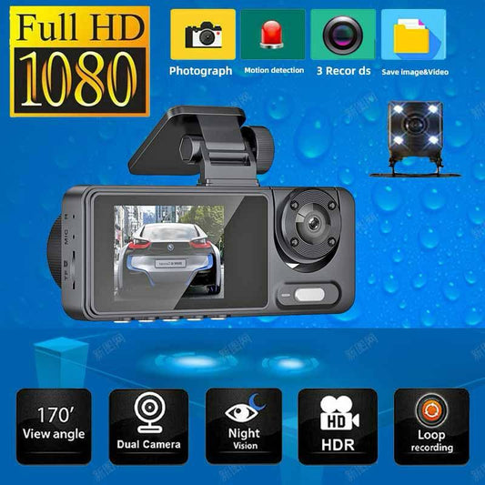 3 Camera Lens Car DVR HD 1080p Infered Nightvision