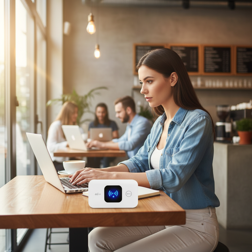 Mobile WiFi Router - Coffee Shop Lifestyle