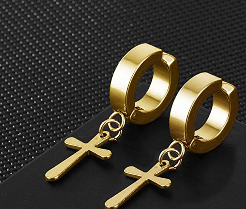 Men/Women Stainless Steel Cross Dangling Earring