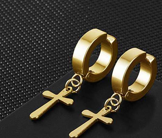 Men/Women Stainless Steel Cross Dangling Earring